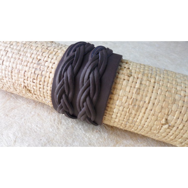 Bracelet 2 tresses marron 