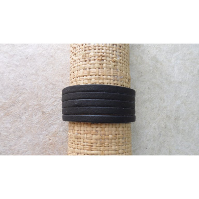 Bracelet noir 5 bandes noires