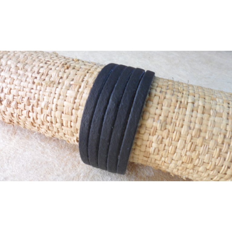 Bracelet noir 5 bandes noires