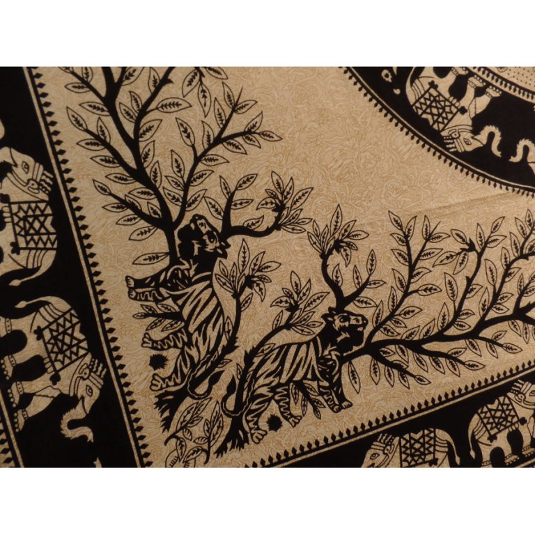 Tenture éléphants noir/blanc