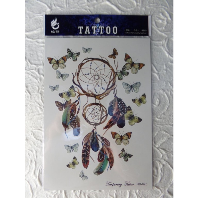 Tatouage attrape rêves papillons color