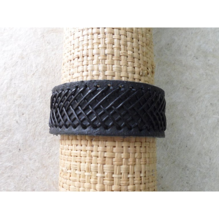 Bracelet cuir noir laçage