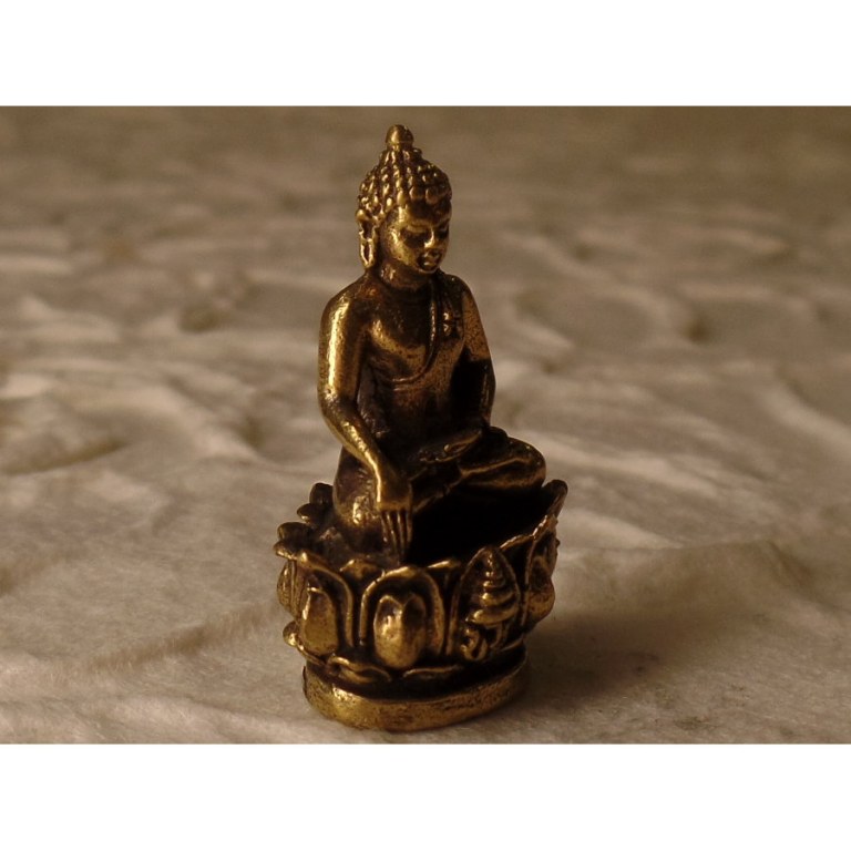 Bouddha bhumisparsha doré sur trône de lotus