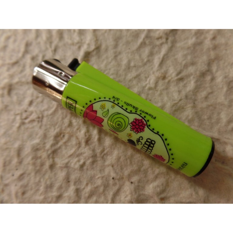 Briquet vert crâne fleuri