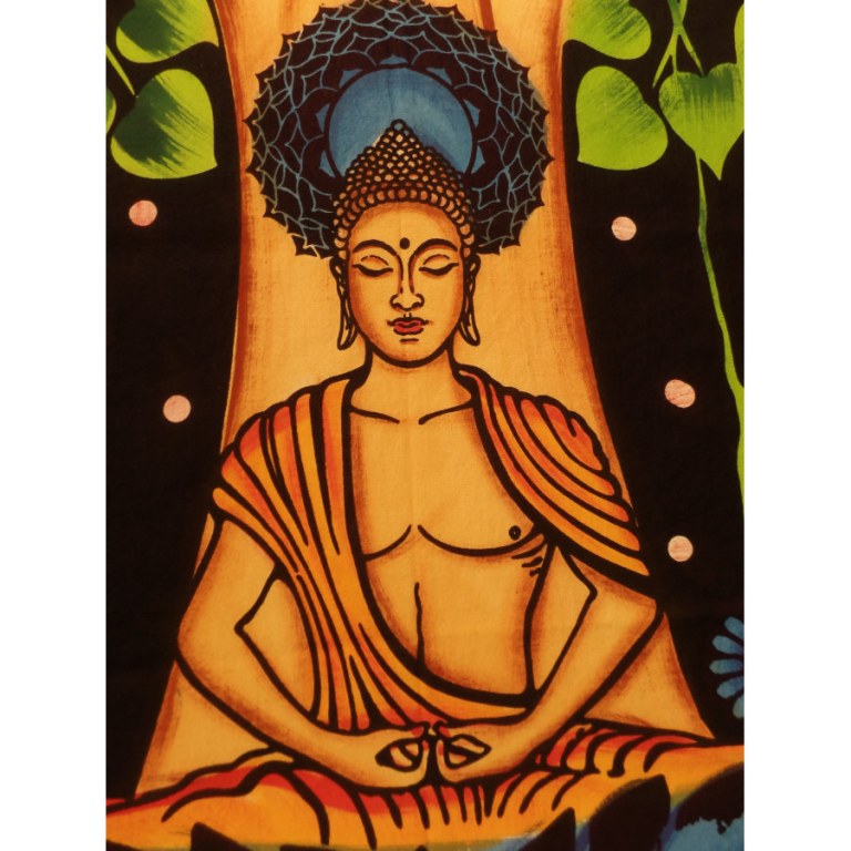 Tenture Bouddha arbre bodhi vert