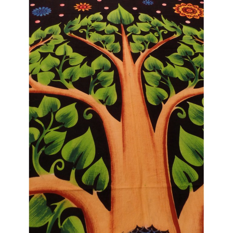 Tenture Bouddha arbre bodhi vert
