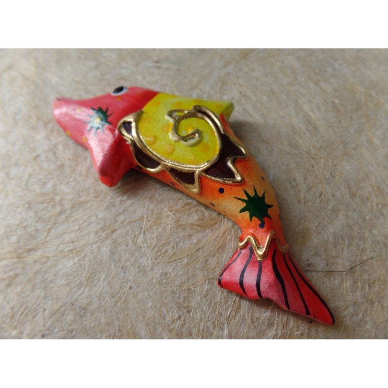 Magnet poisson rouge jaune orange