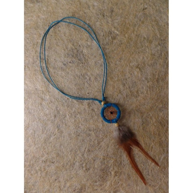 Collier attrape rêves thin bleu