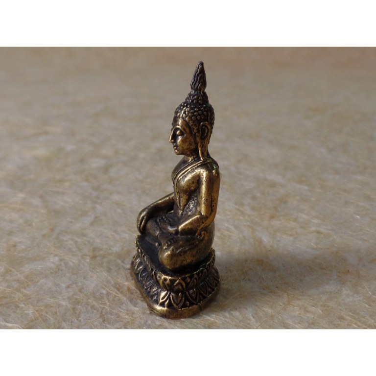 Miniature dorée Bouddha Bhumisparsa coiffe flamme