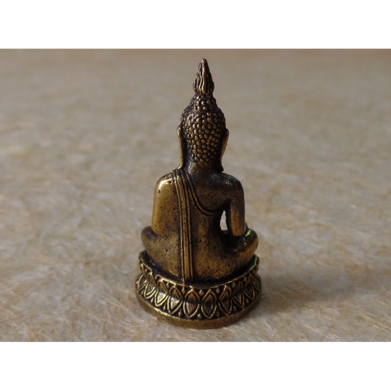 Miniature dorée Bouddha Bhumisparsa coiffe flamme