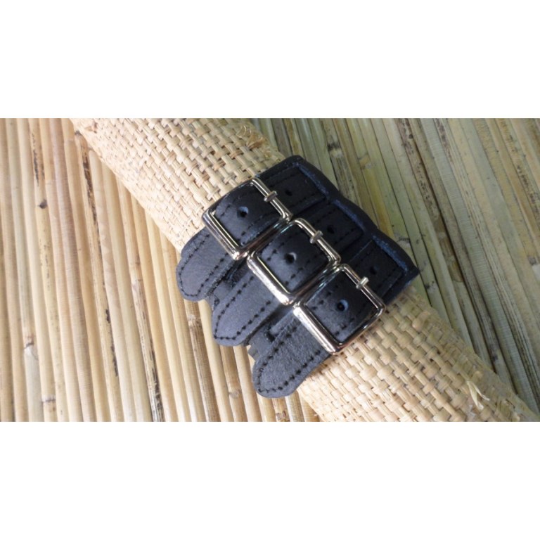Bracelet noir mini ceinture boucle 