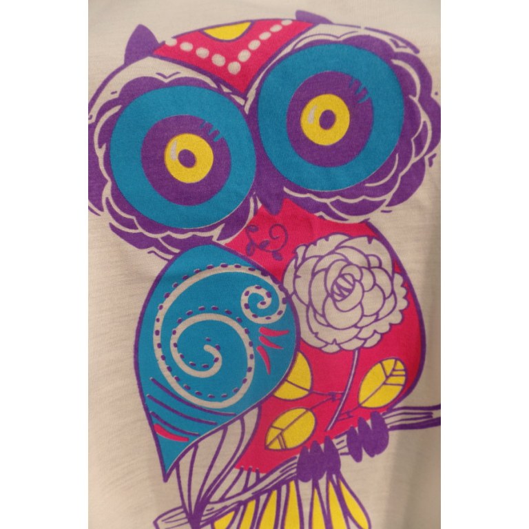 Débardeur femme hibou rose et bleu