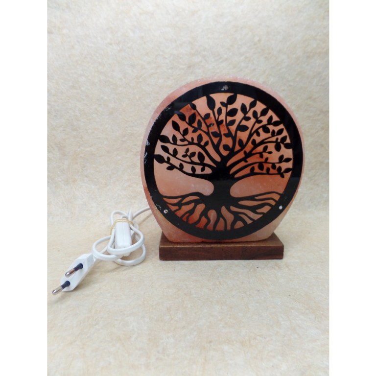 Lampe en sel rose arbre de vie