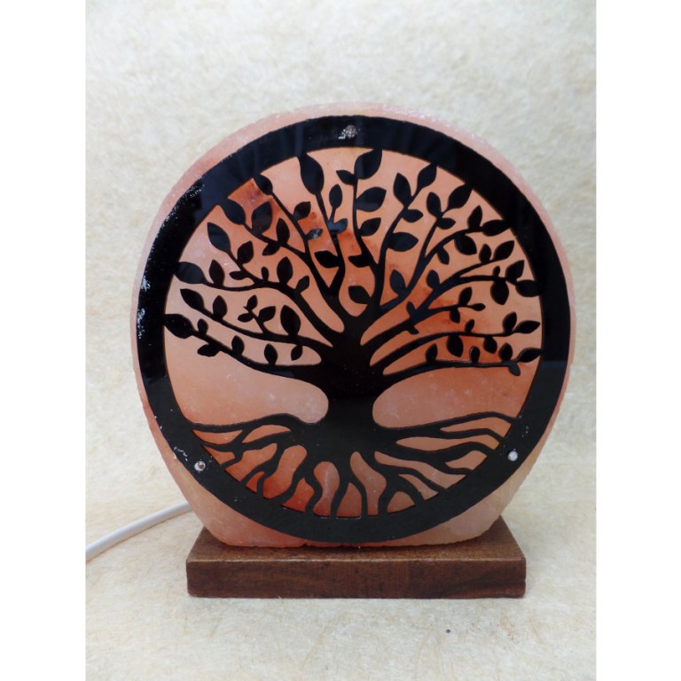 Lampe en sel rose arbre de vie