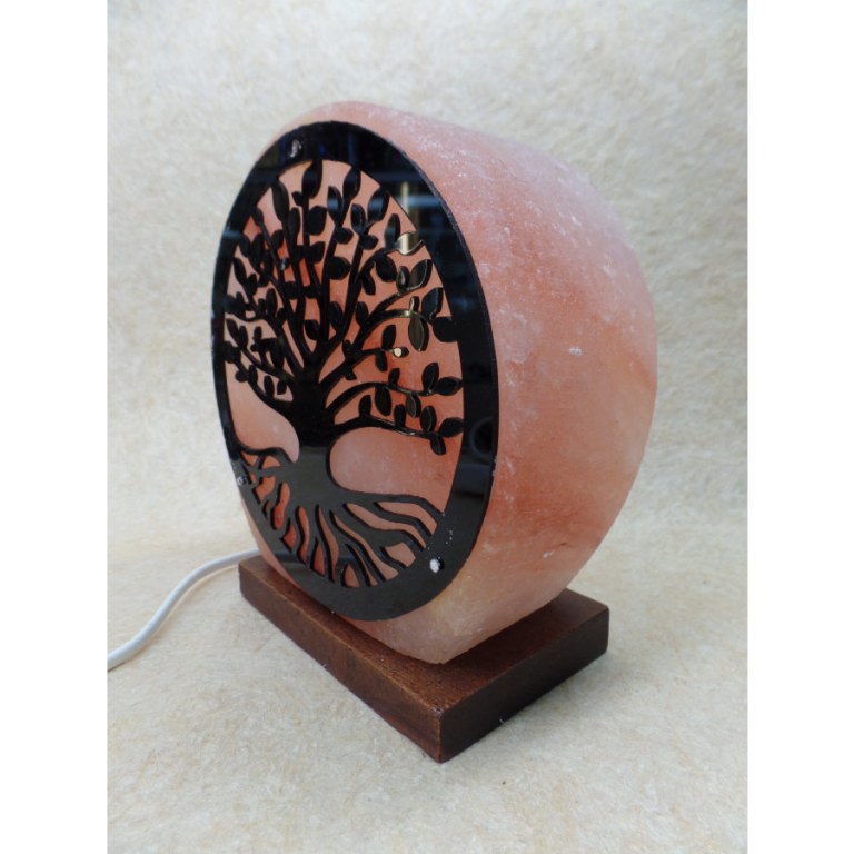 Lampe en sel rose arbre de vie