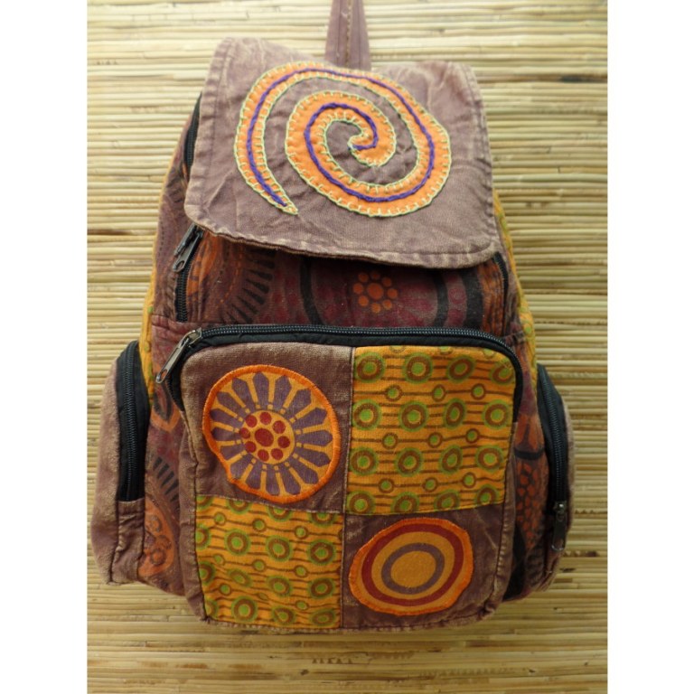 Sac à dos baba marron spirale orange