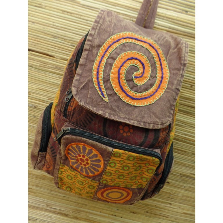 Sac à dos baba marron spirale orange