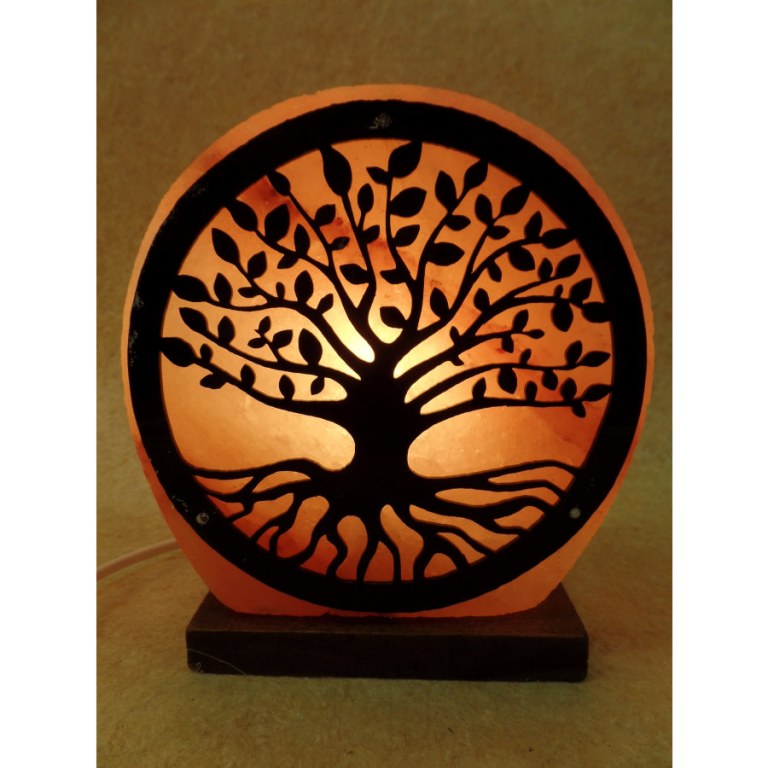 Lampe en sel rose arbre de vie