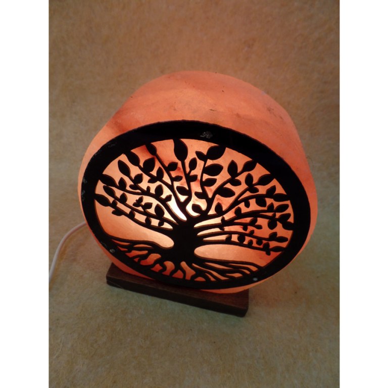 Lampe en sel rose arbre de vie