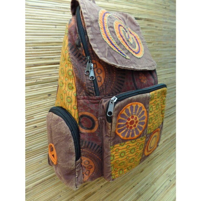 Sac à dos baba marron spirale orange