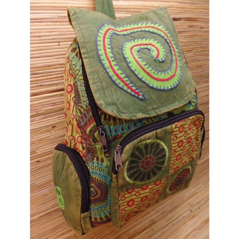 Sac à dos baba vert spirale verte