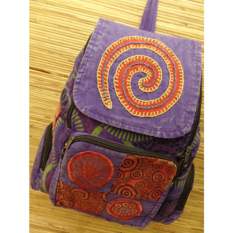 Sac à dos baba violet spirale rouge