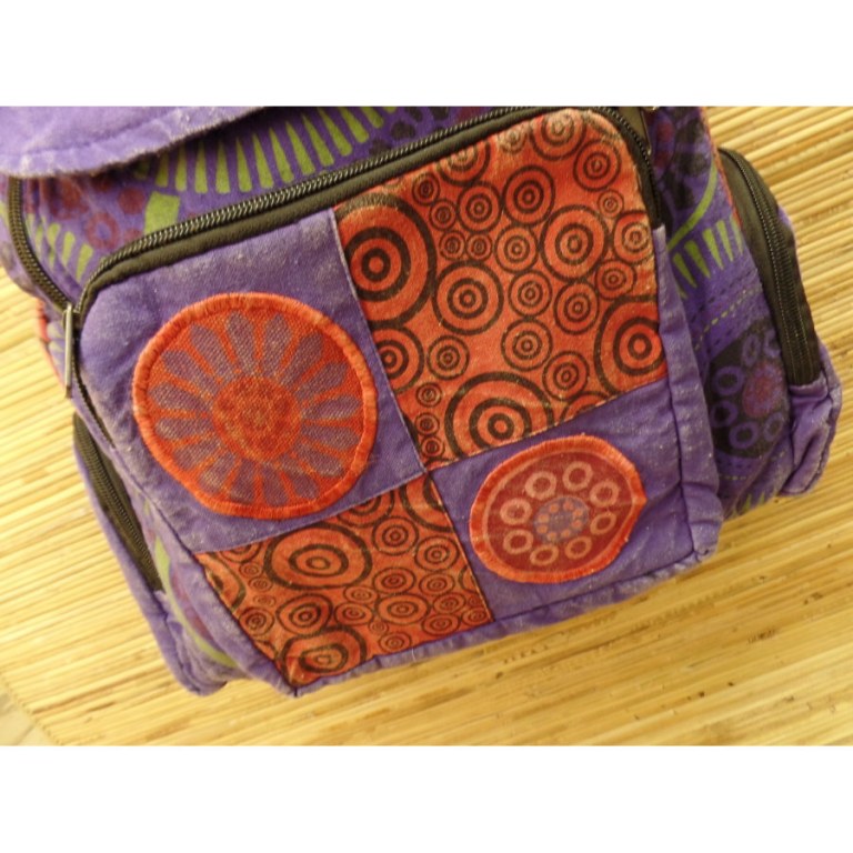 Sac à dos baba violet spirale rouge