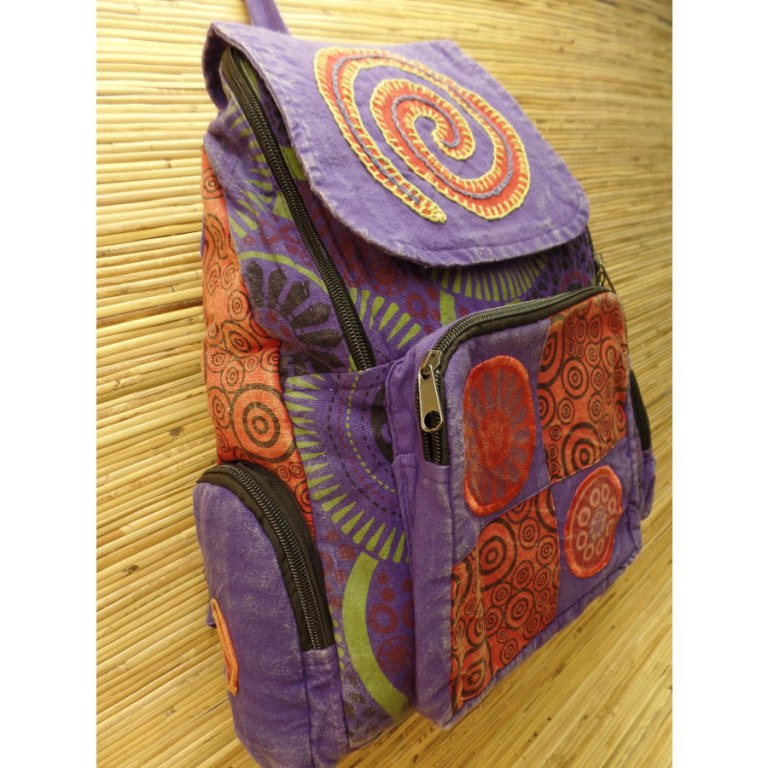Sac à dos baba violet spirale rouge