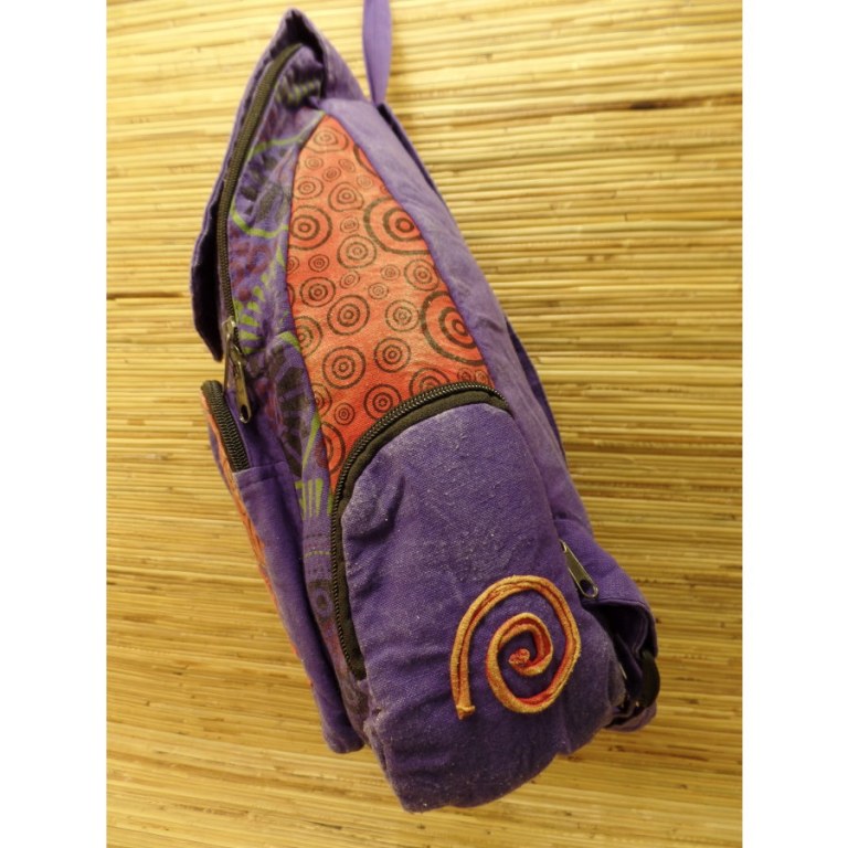 Sac à dos baba violet spirale rouge