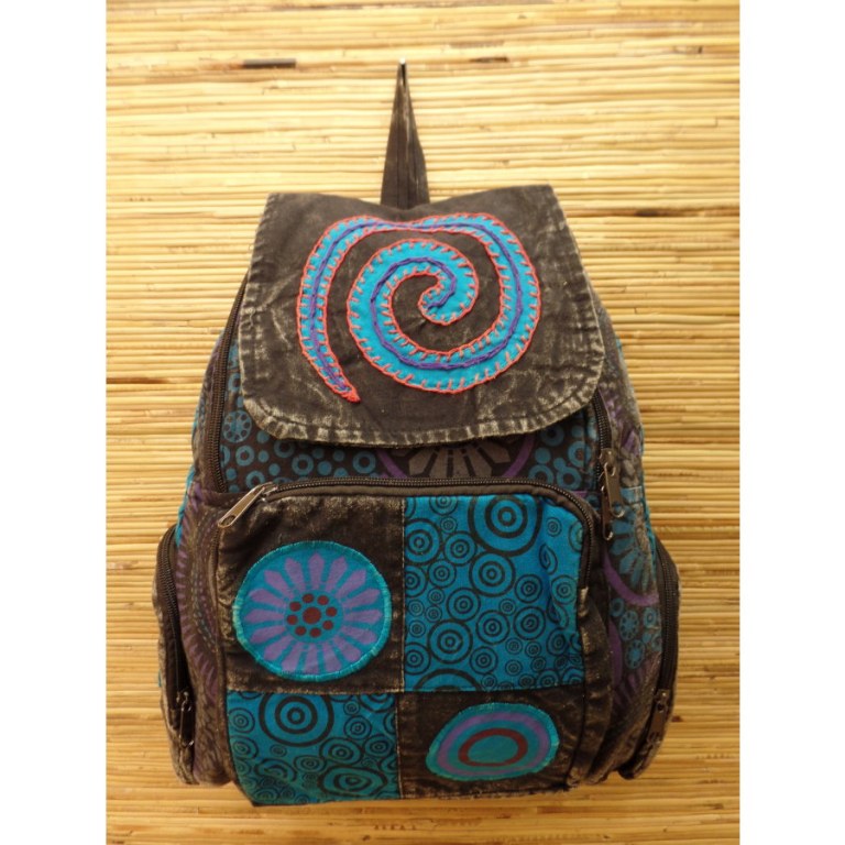 Sac à dos baba noir délavé spirale bleue