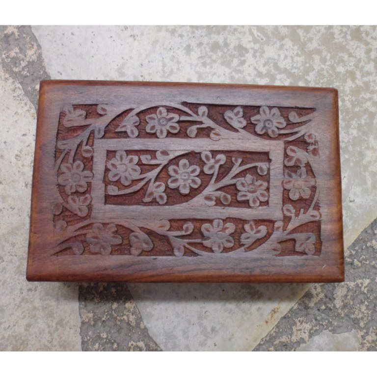 Boite rectangle en bois jardin fleuri