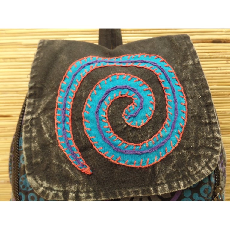 Sac à dos baba noir délavé spirale bleue