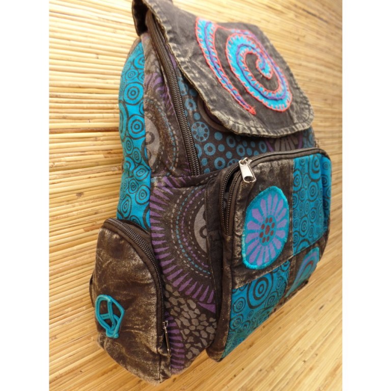 Sac à dos baba noir délavé spirale bleue