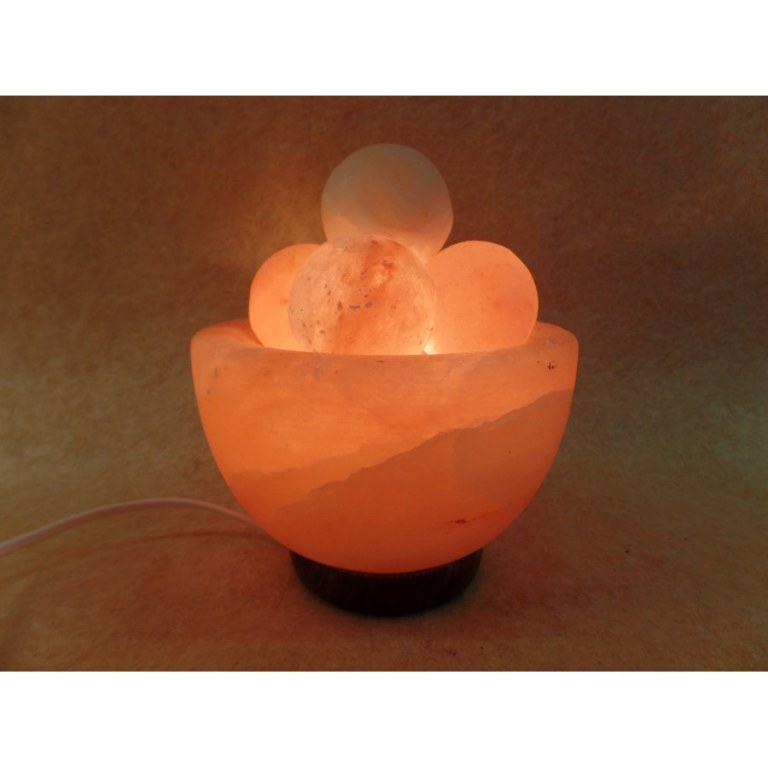 Lampe en sel rose 5 boules