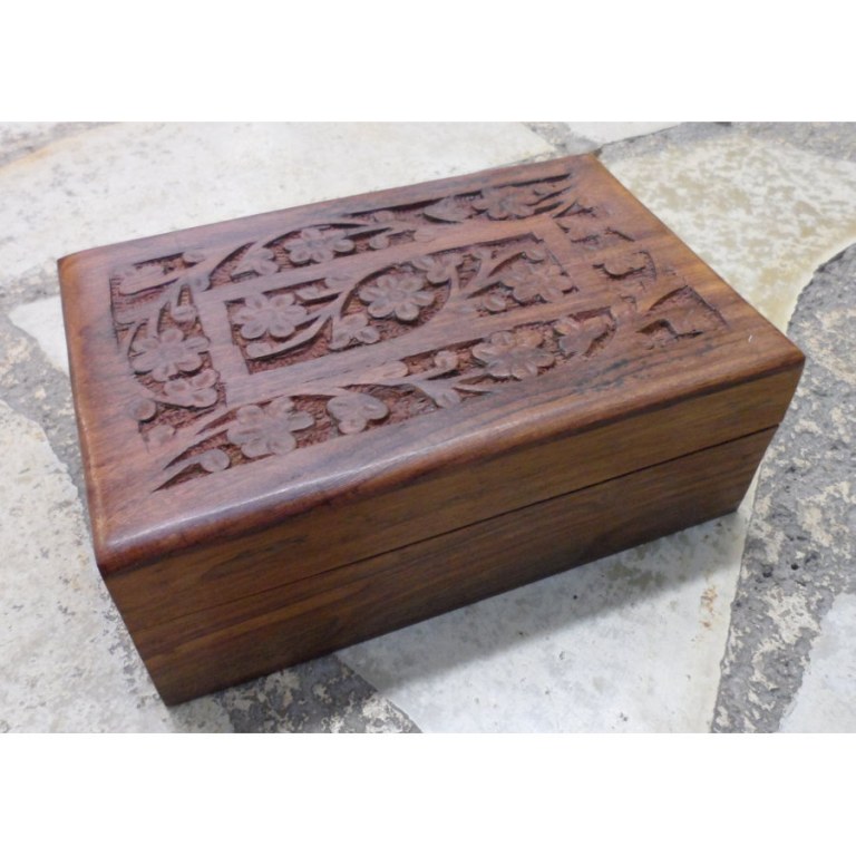 Boite rectangle en bois jardin fleuri