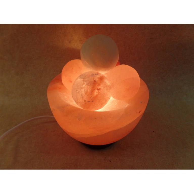 Lampe en sel rose 5 boules