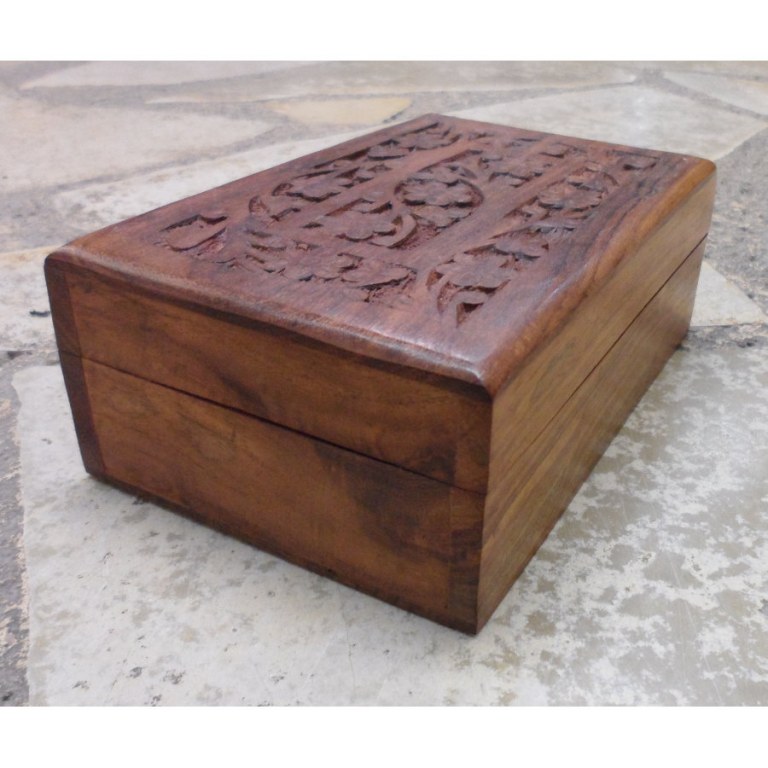 Boite rectangle en bois jardin fleuri