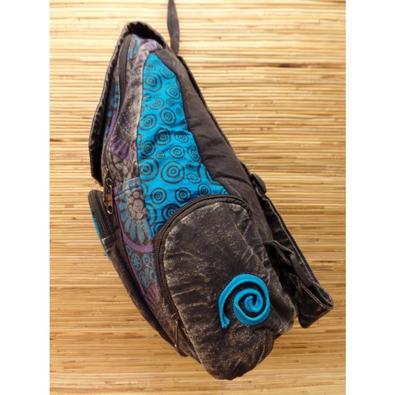 Sac à dos baba noir délavé spirale bleue