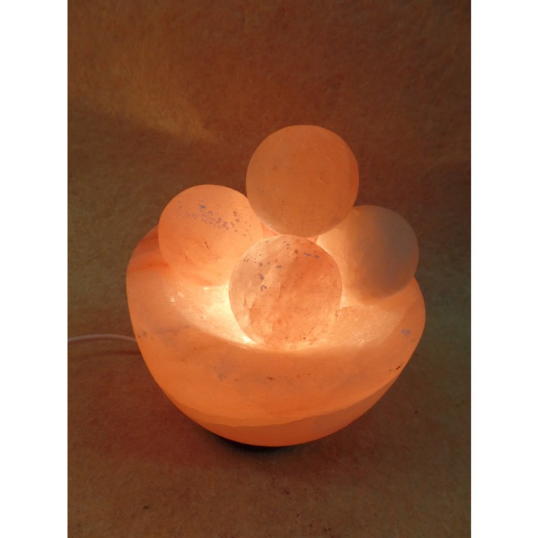 Lampe en sel rose 5 boules