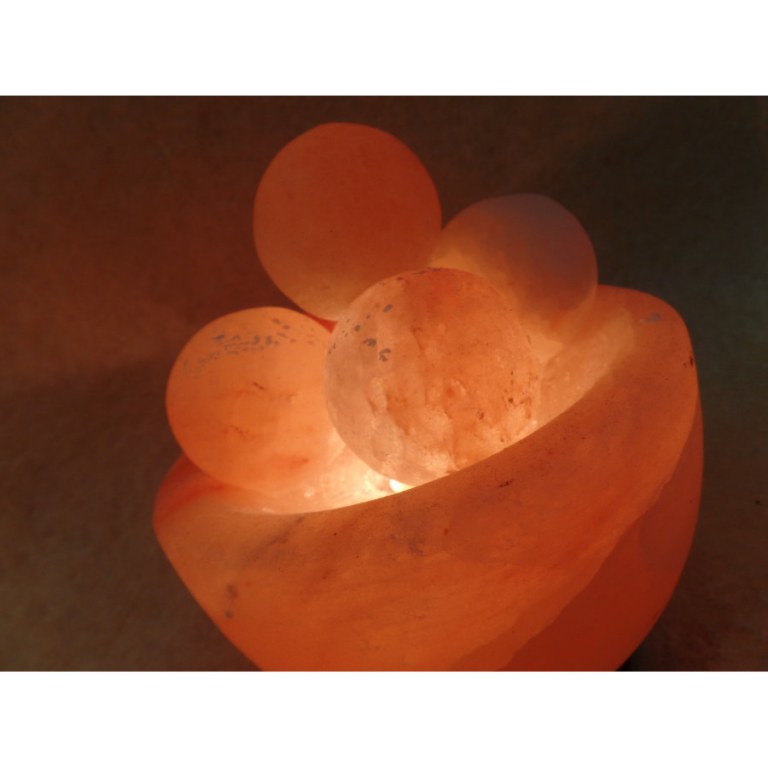 Lampe en sel rose 5 boules