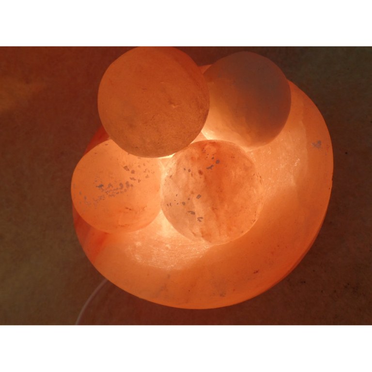 Lampe en sel rose 5 boules