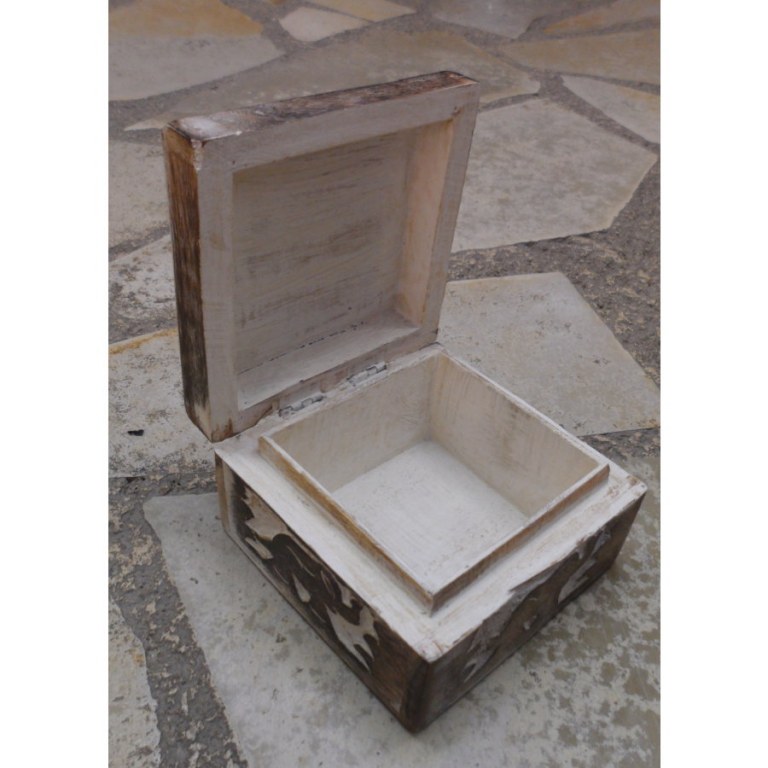 Boite carrée en bois éléphant