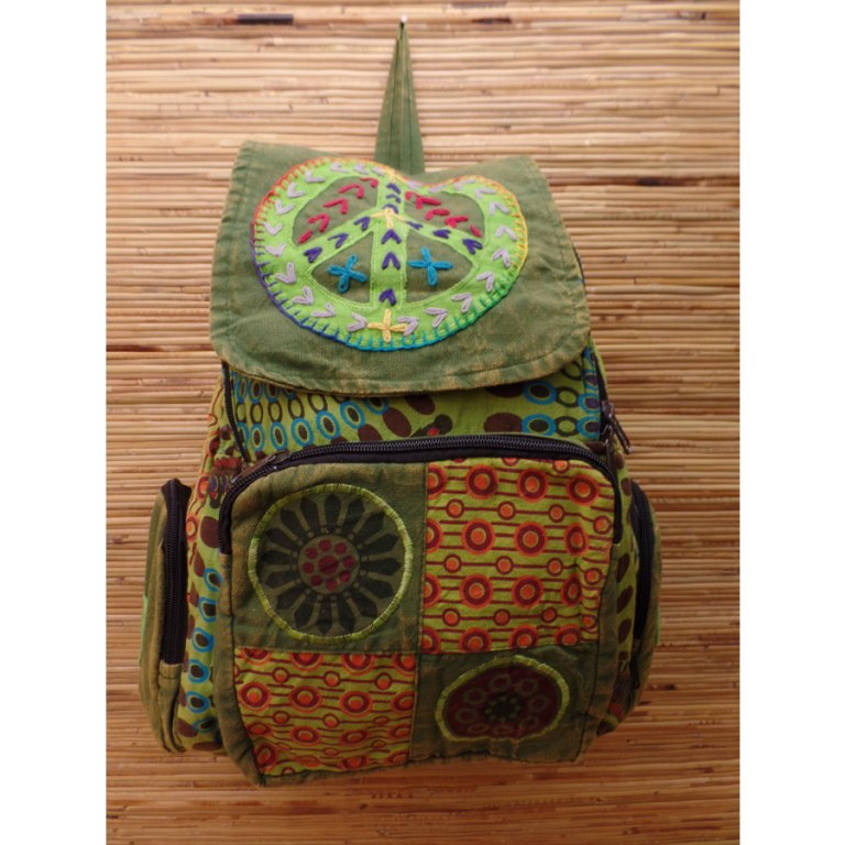Sac à dos baba peace and love vert