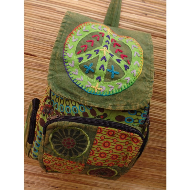Sac à dos baba peace and love vert