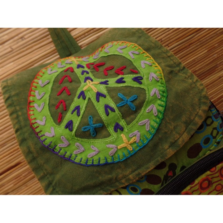 Sac à dos baba peace and love vert