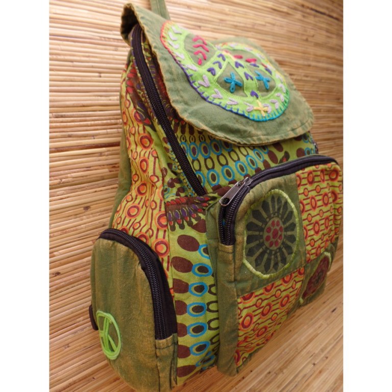 Sac à dos baba peace and love vert