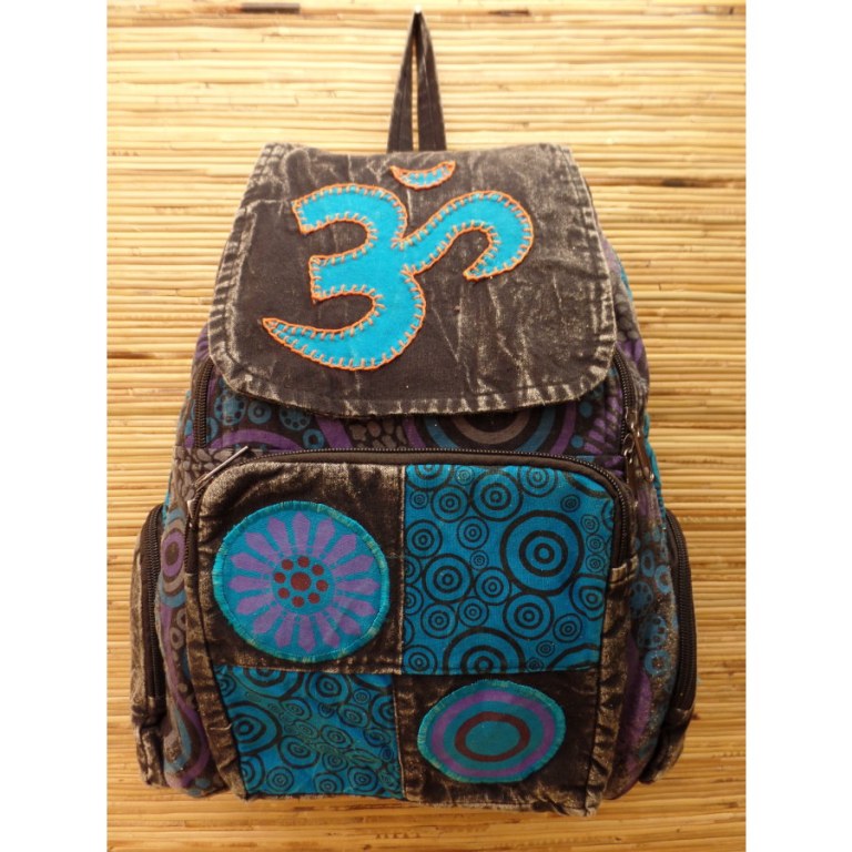 Sac à dos baba délavé Aum bleu clair