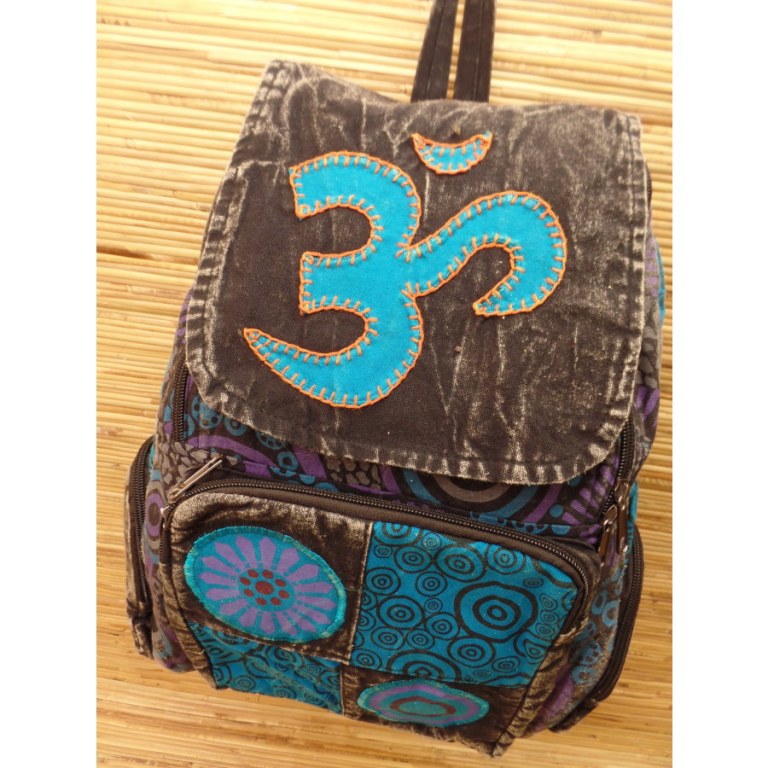 Sac à dos baba délavé Aum bleu clair