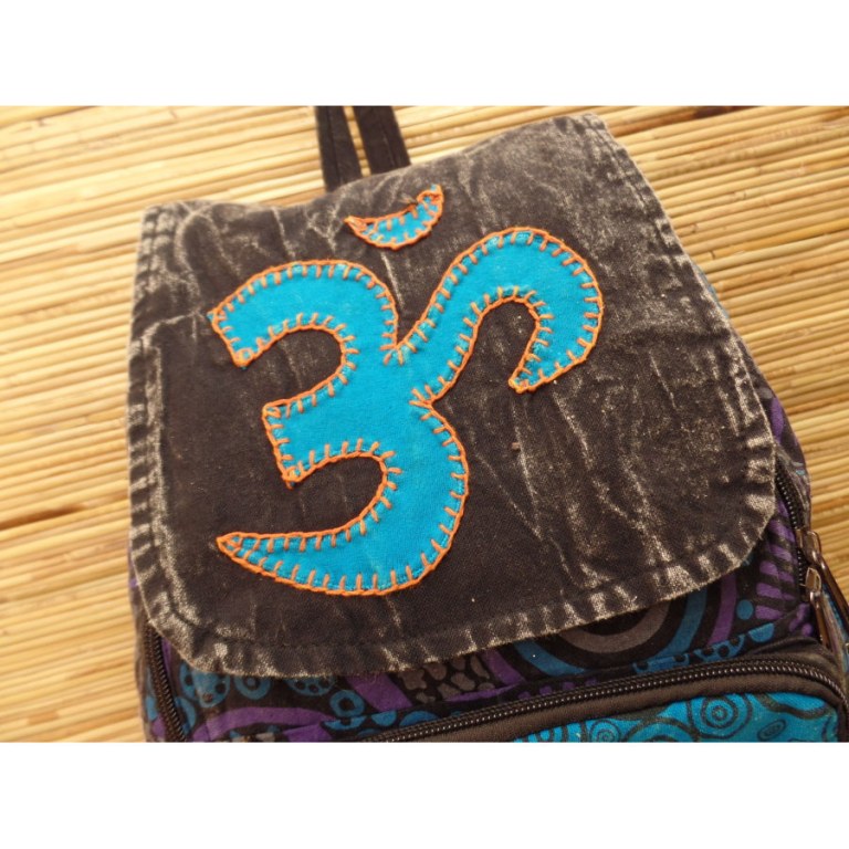 Sac à dos baba délavé Aum bleu clair