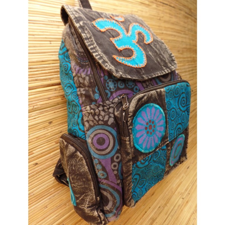 Sac à dos baba délavé Aum bleu clair